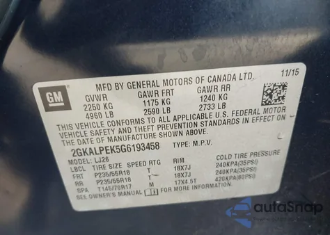 2016 GMC Terrain Slt from USA, damaged, VIN 2GKALPEK5G6193458